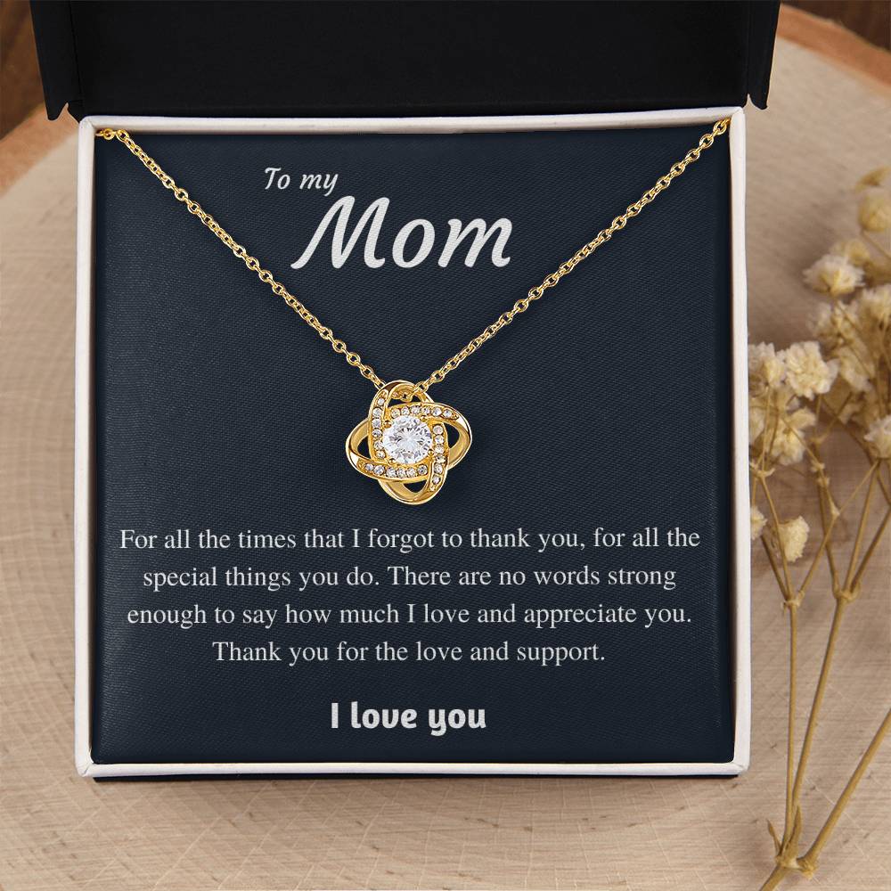 To My Mom - Thank You Love Knot Necklace