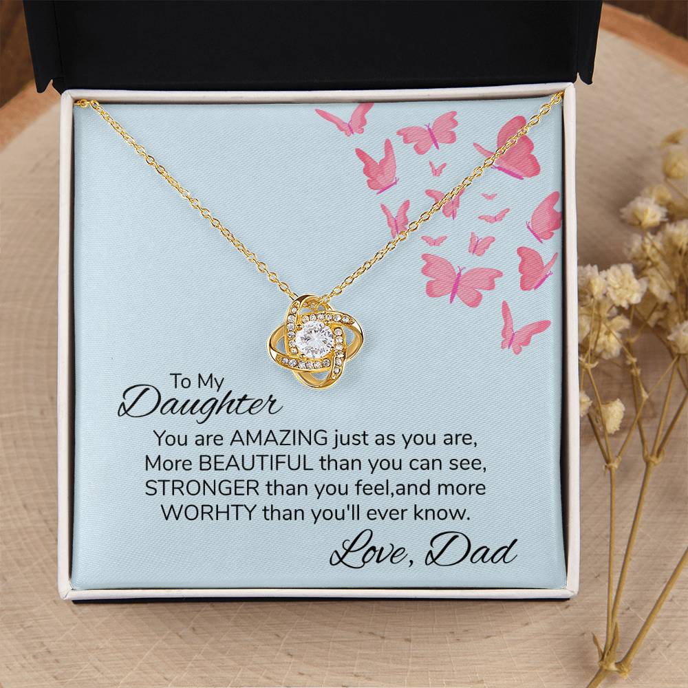 To My Daughter Necklace Gift From Dad Mothers Day Gift For Daughter From Father Sentimental Jewelry Gifts For Dad Love Knot Necklace