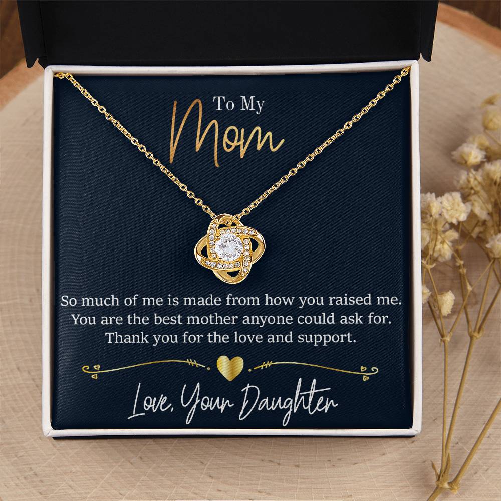 Mom - Thank You - Daughter Love Knot Necklace