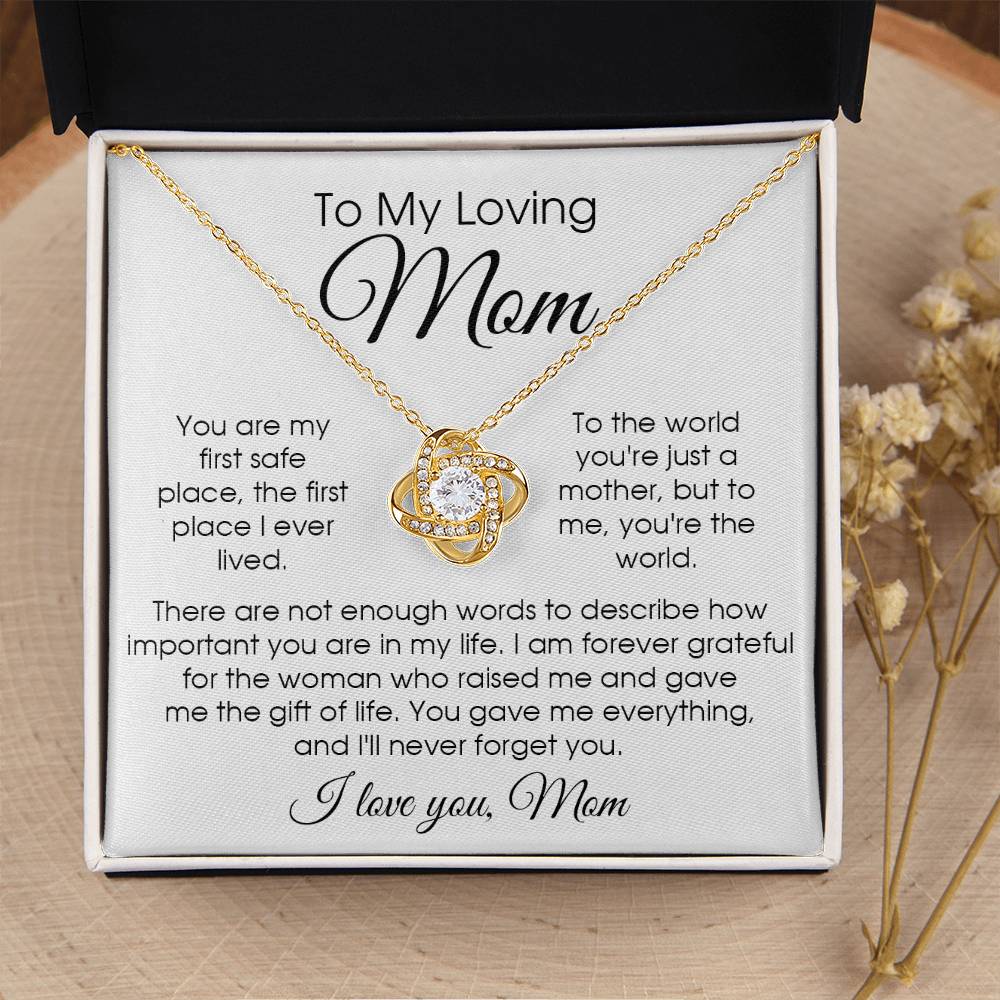 To My Loving Mom Necklace Gift For Mom From Daughter Or Son Sentimental Gift For Mother's Day Birthday Anniversary Love Knot Necklace