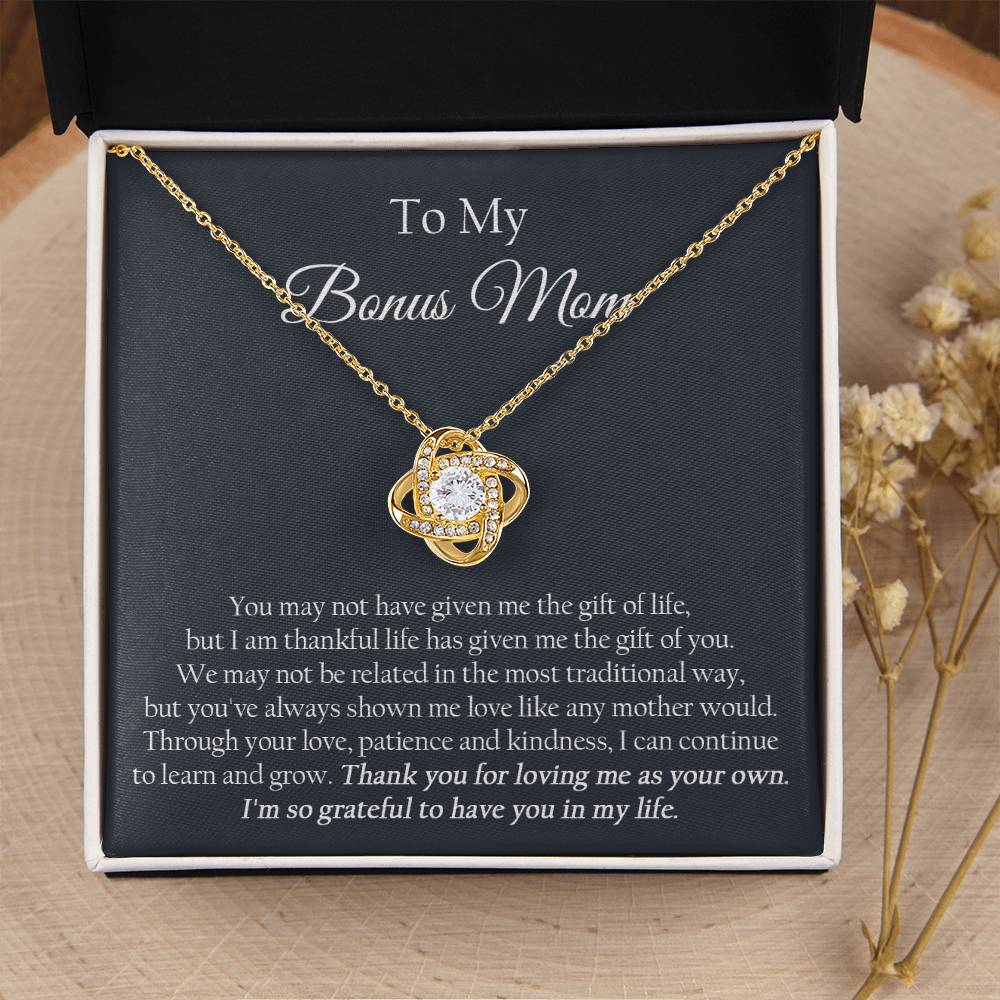 To My Bonus Mom Mother's Day Gift For Stepmom Stepmom Birthday Gift Step Mother Gift From Bride Love Knot Necklace