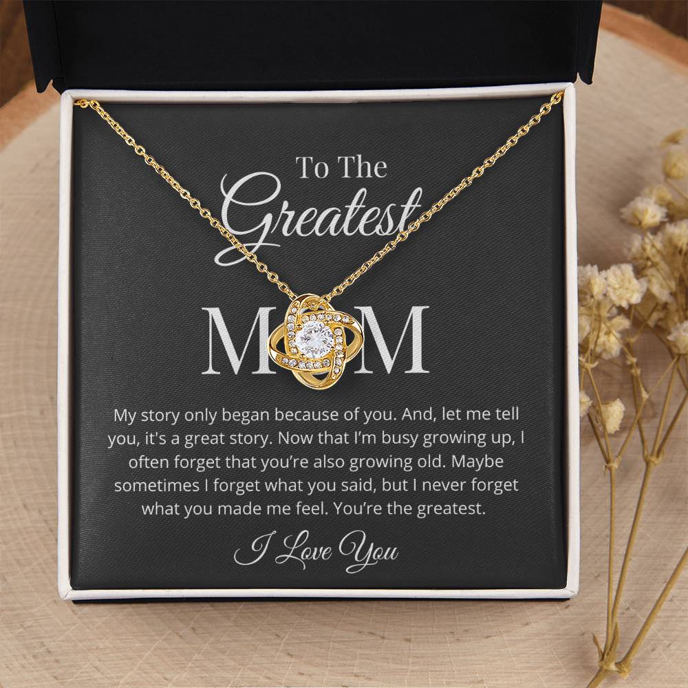 My Story Began Because Of You Love Knot Necklace