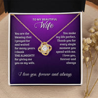 Love Knot Necklace - To My Beautiful Wife Love Knot Necklace
