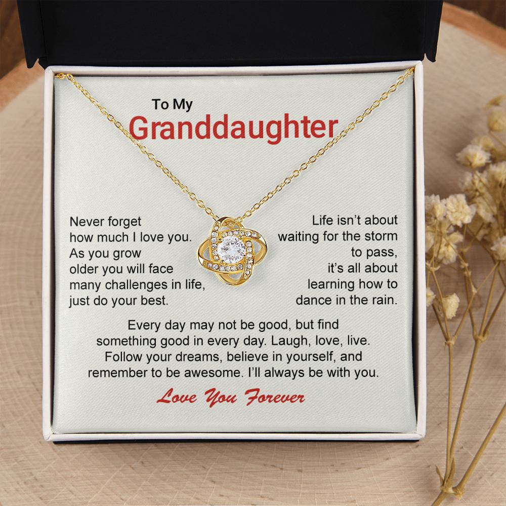 To My Granddaughter Love Knot Necklace