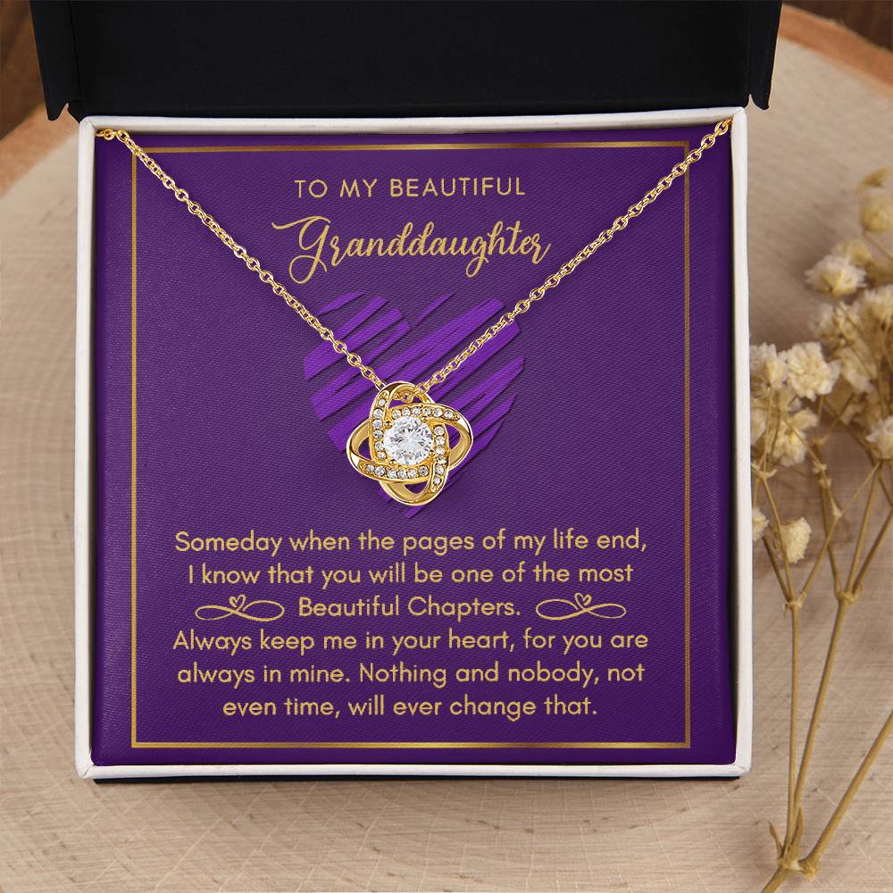 To My Beautiful Granddaughter Love Knot Necklace Love Knot Necklace