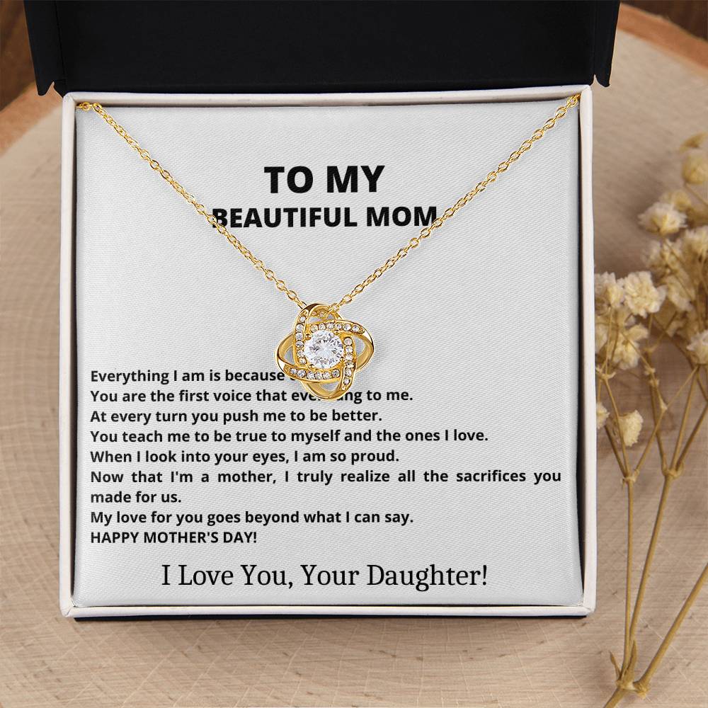 I Love You Mom Love Knot Necklace