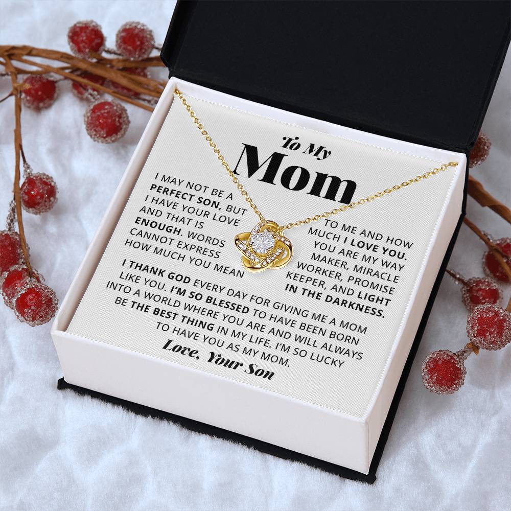 To My Mom - Heart Melt Message Love Knot Necklace Love Knot Necklace
