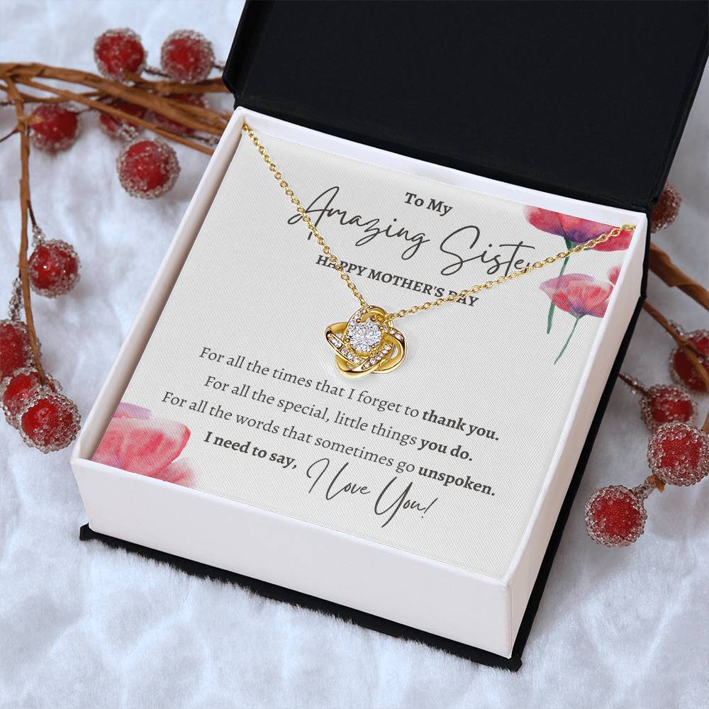 Mothers Day Gift For Sister Sister Mothers Day Gift Sister Necklace Gift On Mothers Day Sentimental Mothers Day Gift For Sister J Love Knot Necklace
