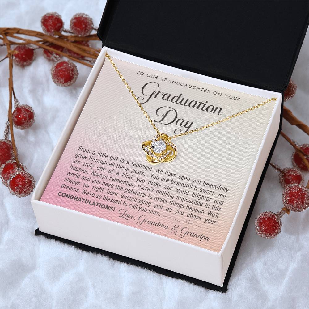 Granddaughter Graduation Gift From Grandma & Grandpa Gift For Granddaughter Graduation Granddaughter Graduation Necklace Lov Love Knot Necklace
