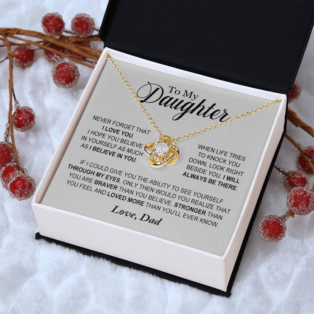 Daughter - Loved More Than You'll Ever Know - Ne Love Knot Necklace
