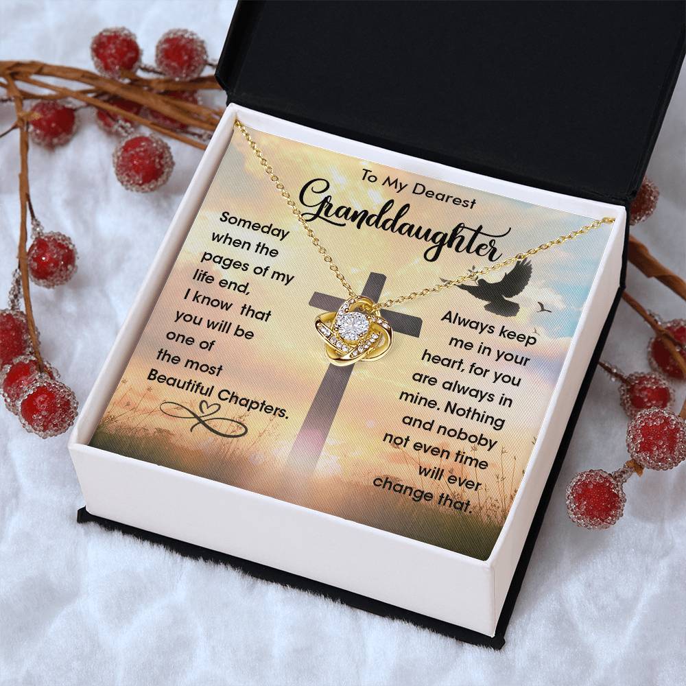 To My Dearest Granddaughter - Heart Melt Message Love Knot Necklace💓 Love Knot Necklace