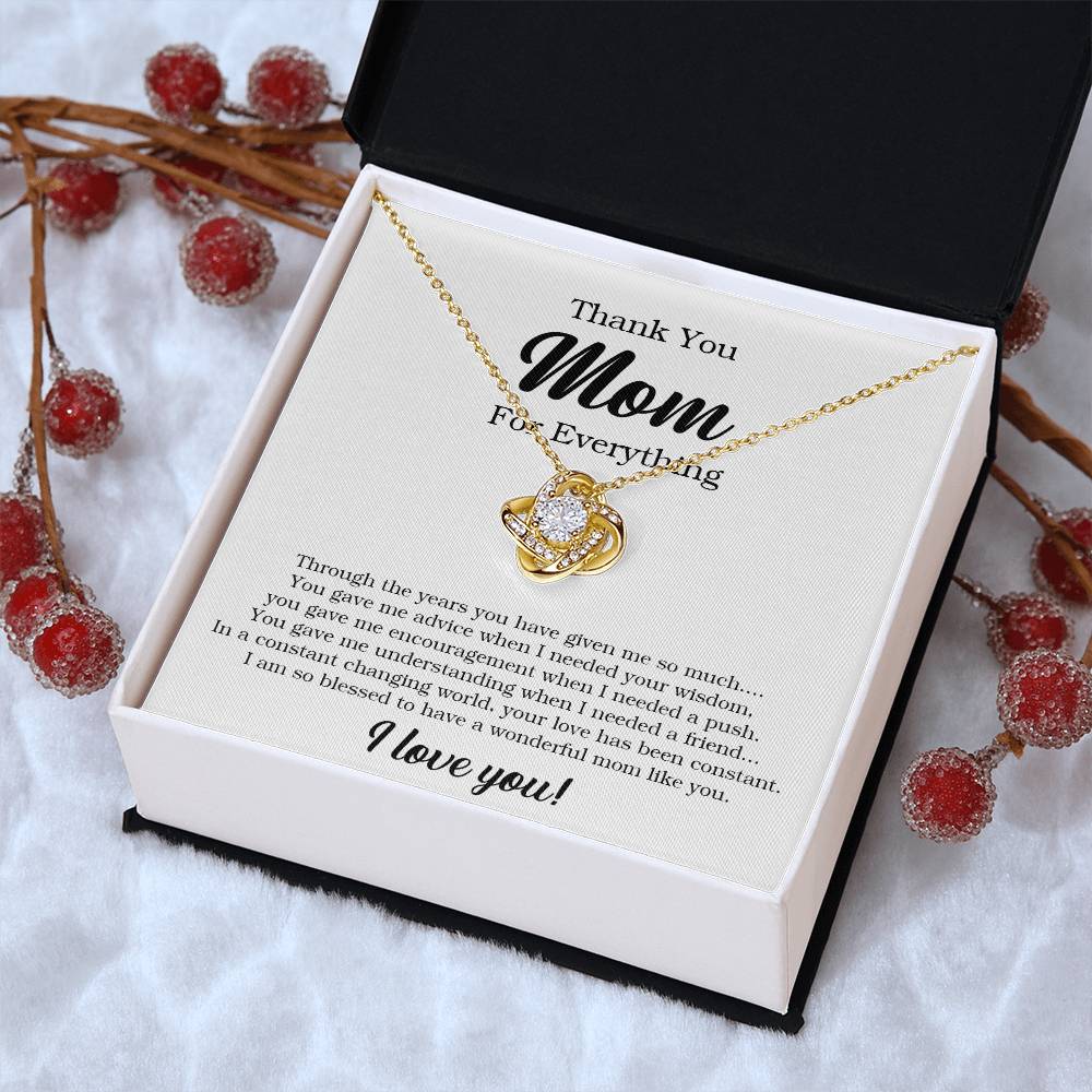 Thank You Mom Necklace Mother's Day Gift From Daughter Son To Mom Mom Necklace Mom Birthday Gift Love Knot Necklace