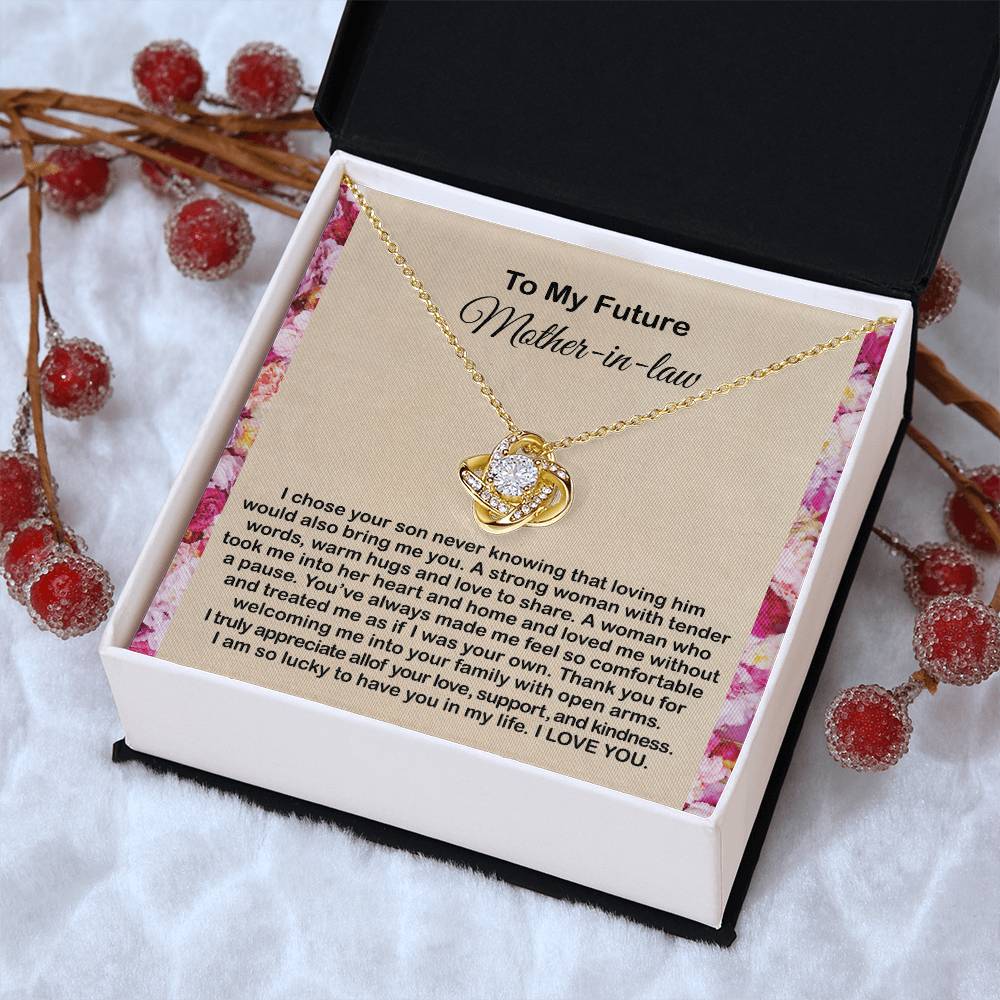 To My Mother In Law Necklace From Daughter Gift To Mother-In-Law For Christmas Birthday Mother's Day Message Card To Mom-In-Law Love Knot Necklace