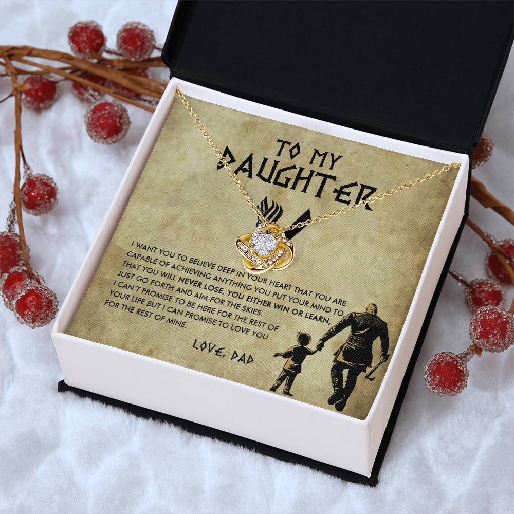 To My Daughter Jewelry With Luxury Box Daughter Birthday Gift Viking Girl  Bold Brave Strong Viking Dad Chr Love Knot Necklace