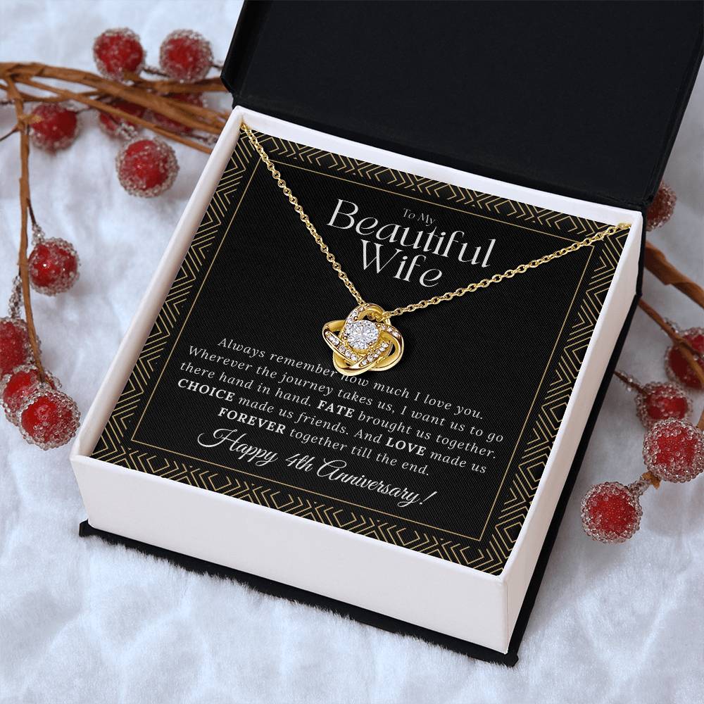 4 Year Anniversary Gift For Wife 4 Year Anniversary Gifts 4 Year Wedding Anniversary Gift Ideas 4Th Wedding Anniversary Gift F Love Knot Necklace