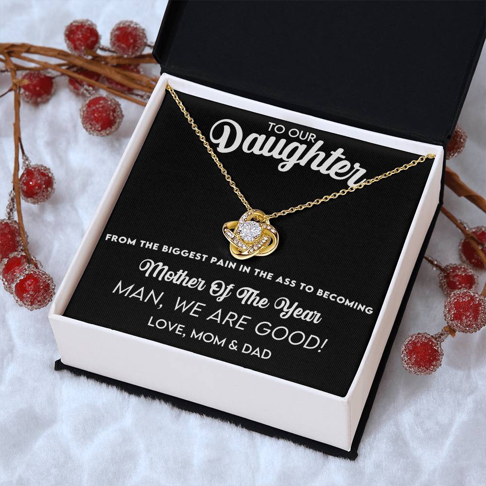 Humor And Elegant Gift For Your Wonderful Daughter On Mother's Day Love Knot Necklace