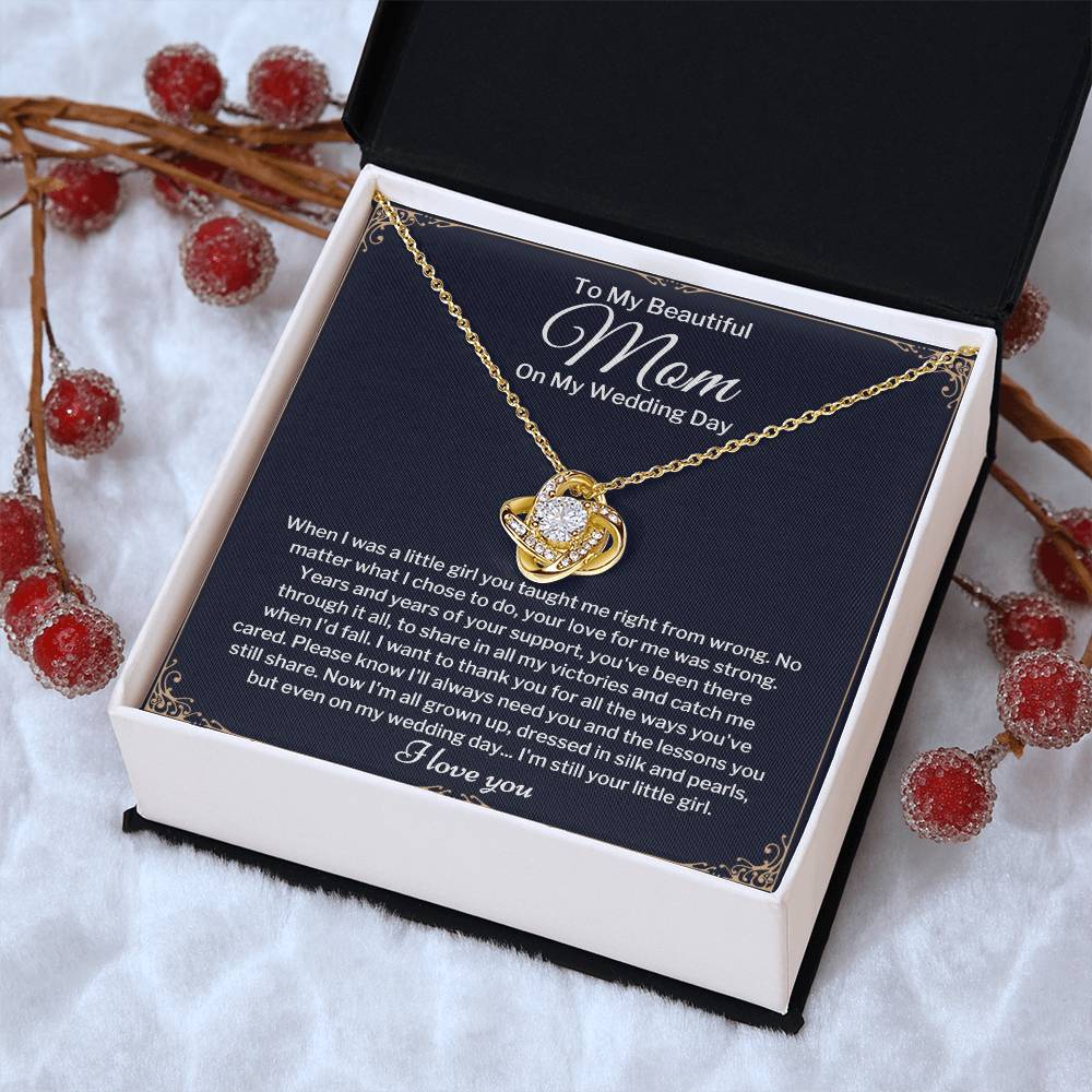 To My Mom On My Wedding Day Love Knot Necklace