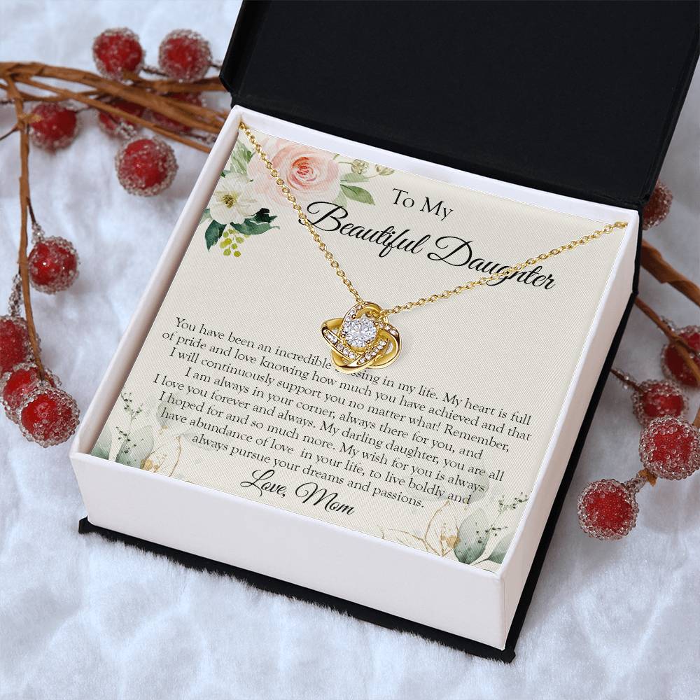 To My Daughter Necklace Gift For Daughter From Mom Sentimental Gift Love Knot Necklace