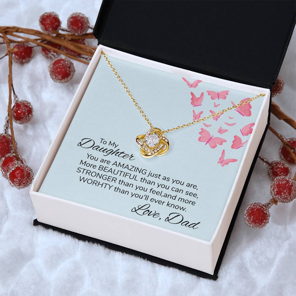 To My Daughter Necklace Gift From Dad Mothers Day Gift For Daughter From Father Sentimental Jewelry Gifts For Dad Love Knot Necklace