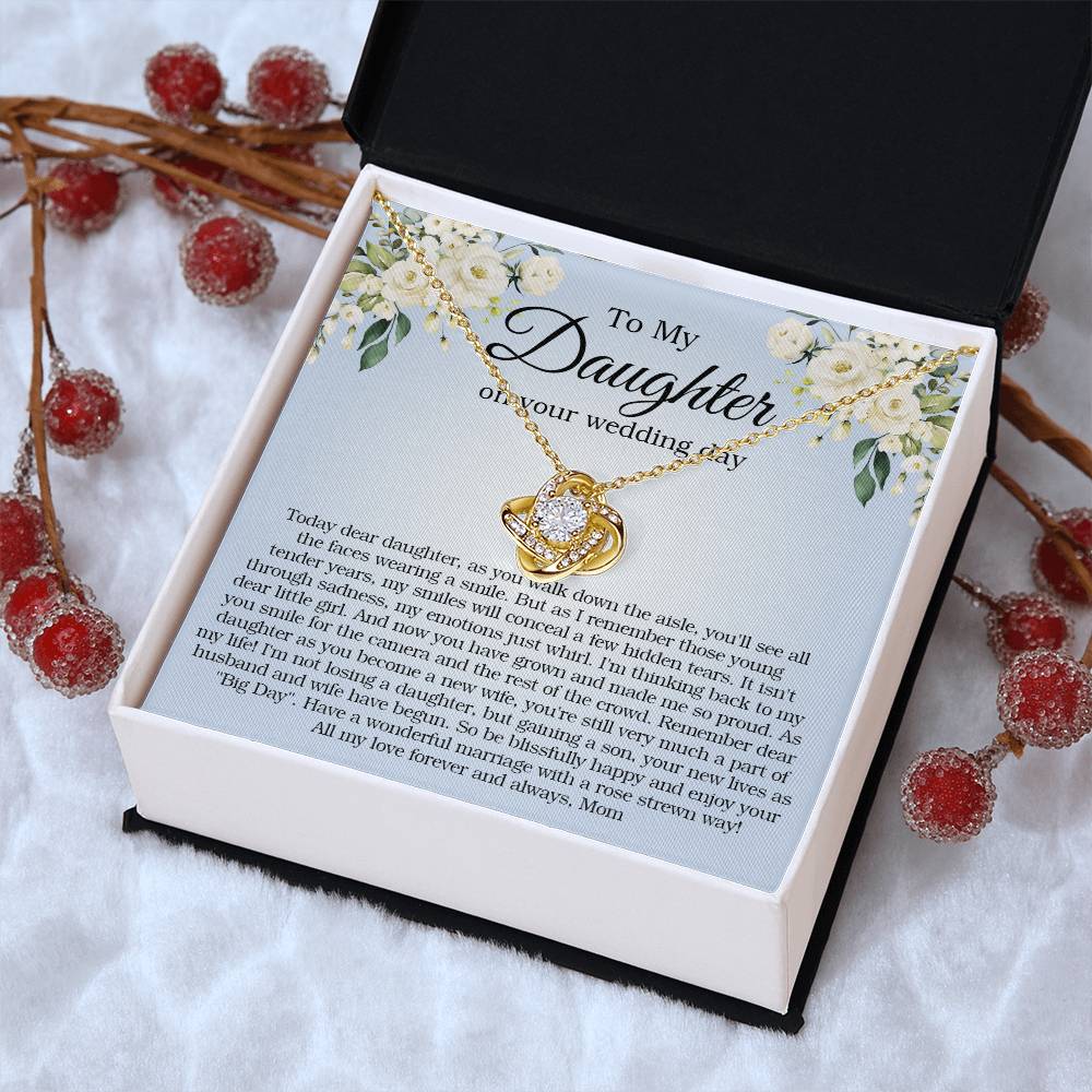 To My Daughter On Your Wedding Day Gift For Daughter On Wedding Day Bride Gift From Mom Daughter Wedding Necklace Love Knot Necklace