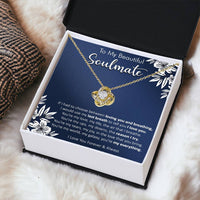 Gift For Your Soulmate - Last Breath I Breath Navy Flower Love Knot Necklace Love Knot Necklace