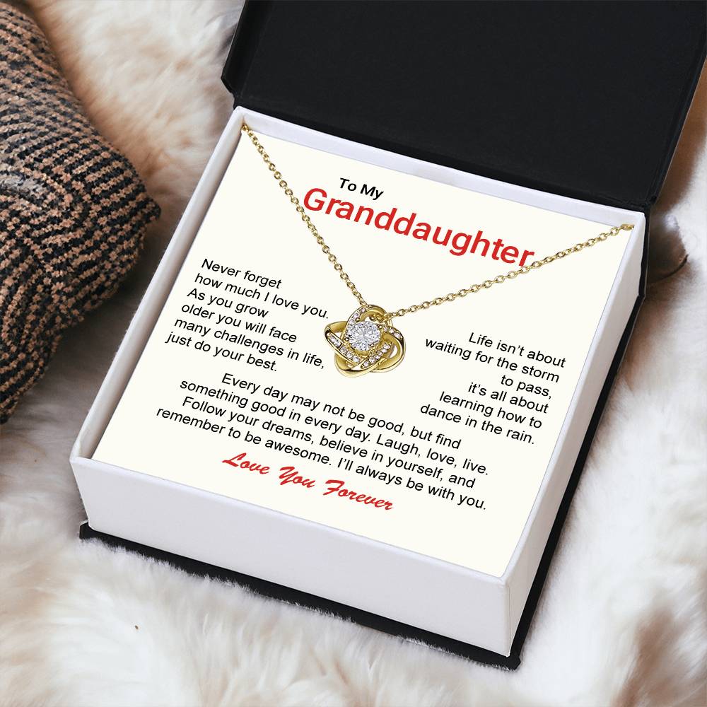 To My Granddaughter Love Knot Necklace