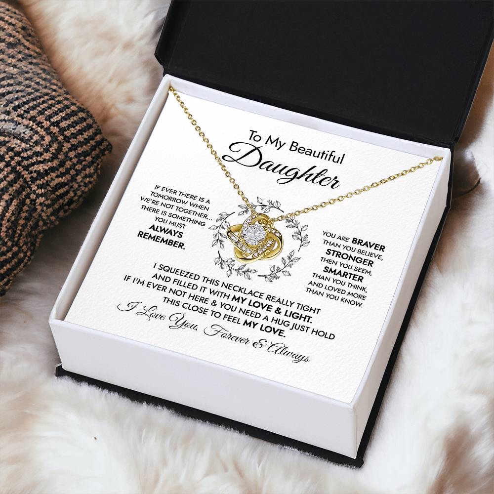 To My Beautiful Daughter Necklace Gift For Daughter From Mom Or Dad Sentimental Gift For Her Daughter Birthday Graduation Gift Love Knot Necklace