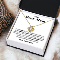 To My Dear Mom - Heart Melt Message Love Knot Necklace Love Knot Necklace