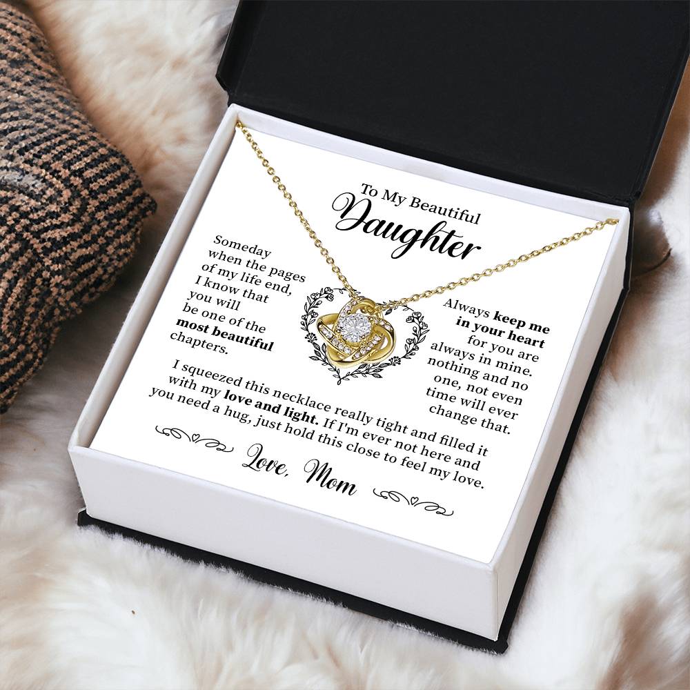 To My Beautiful Daughter - Keep Me In Your Heart - Love Knot Necklace Love Knot Necklace