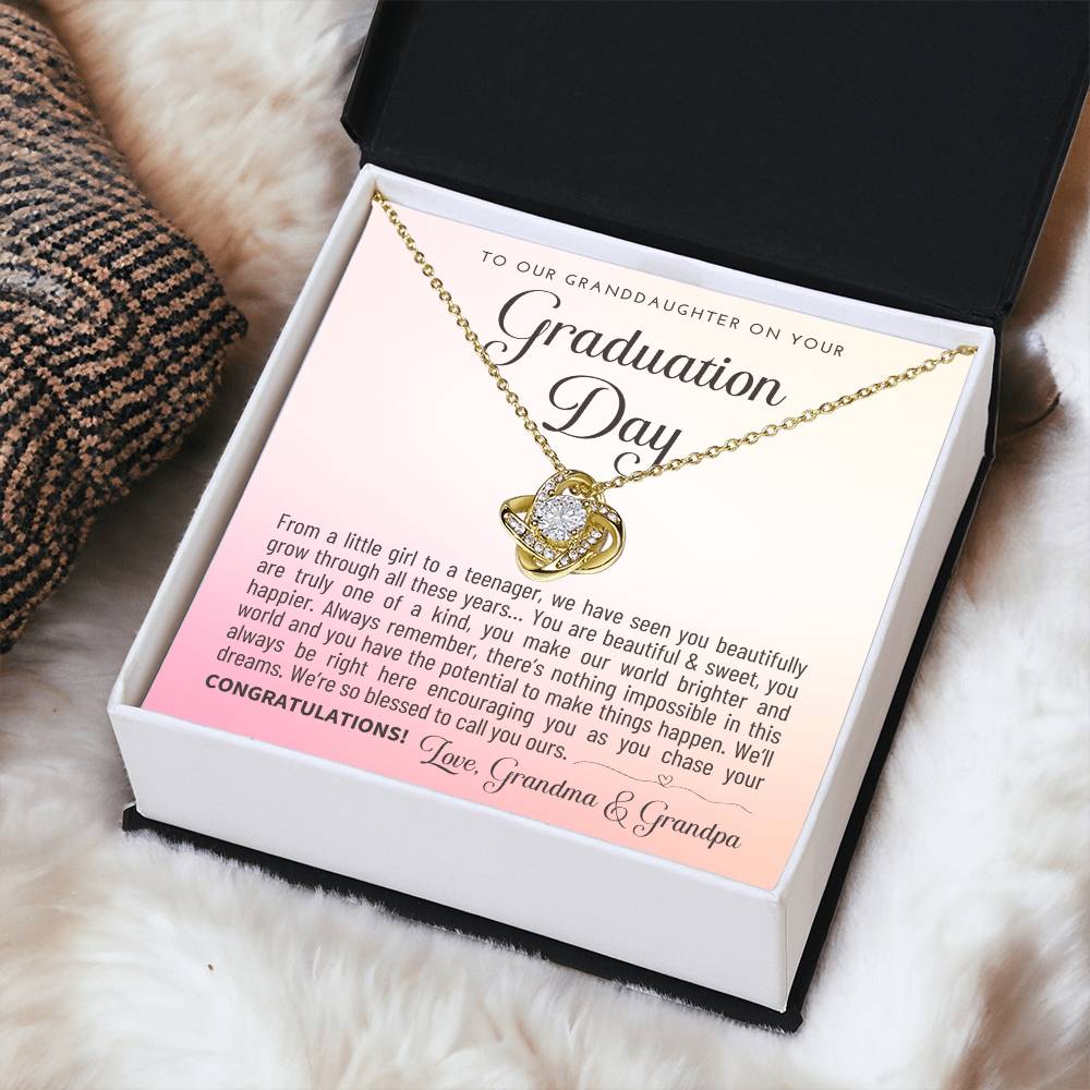 Granddaughter Graduation Gift From Grandma & Grandpa Gift For Granddaughter Graduation Granddaughter Graduation Necklace Lov Love Knot Necklace