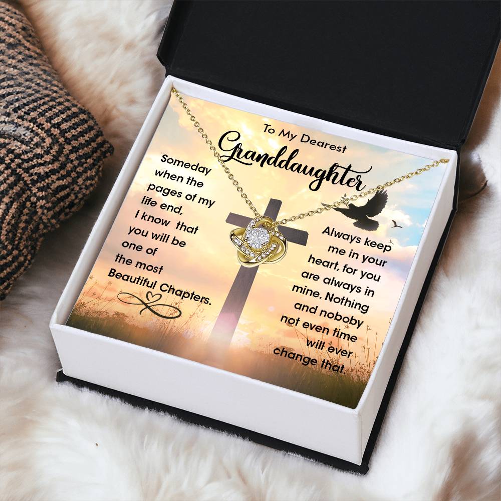 To My Dearest Granddaughter - Heart Melt Message Love Knot Necklace💓 Love Knot Necklace