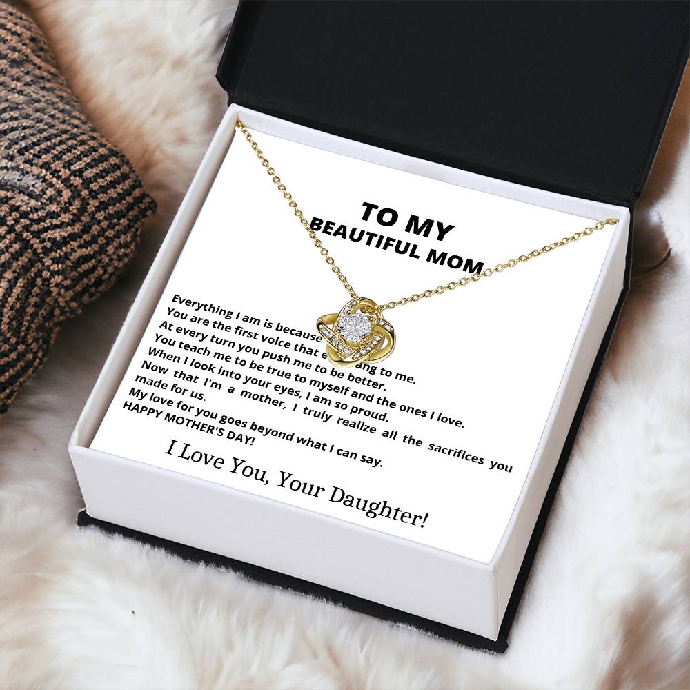 I Love You Mom Love Knot Necklace