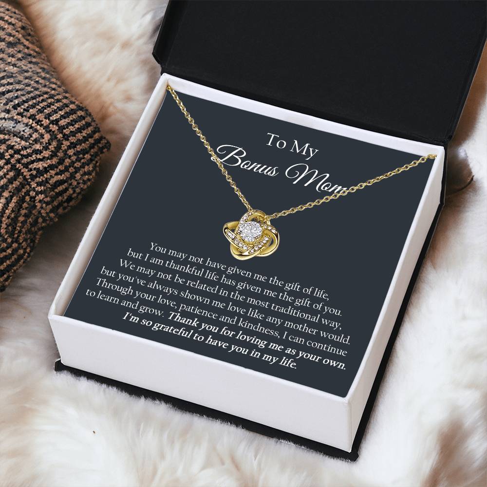 To My Bonus Mom Mother's Day Gift For Stepmom Stepmom Birthday Gift Step Mother Gift From Bride Love Knot Necklace
