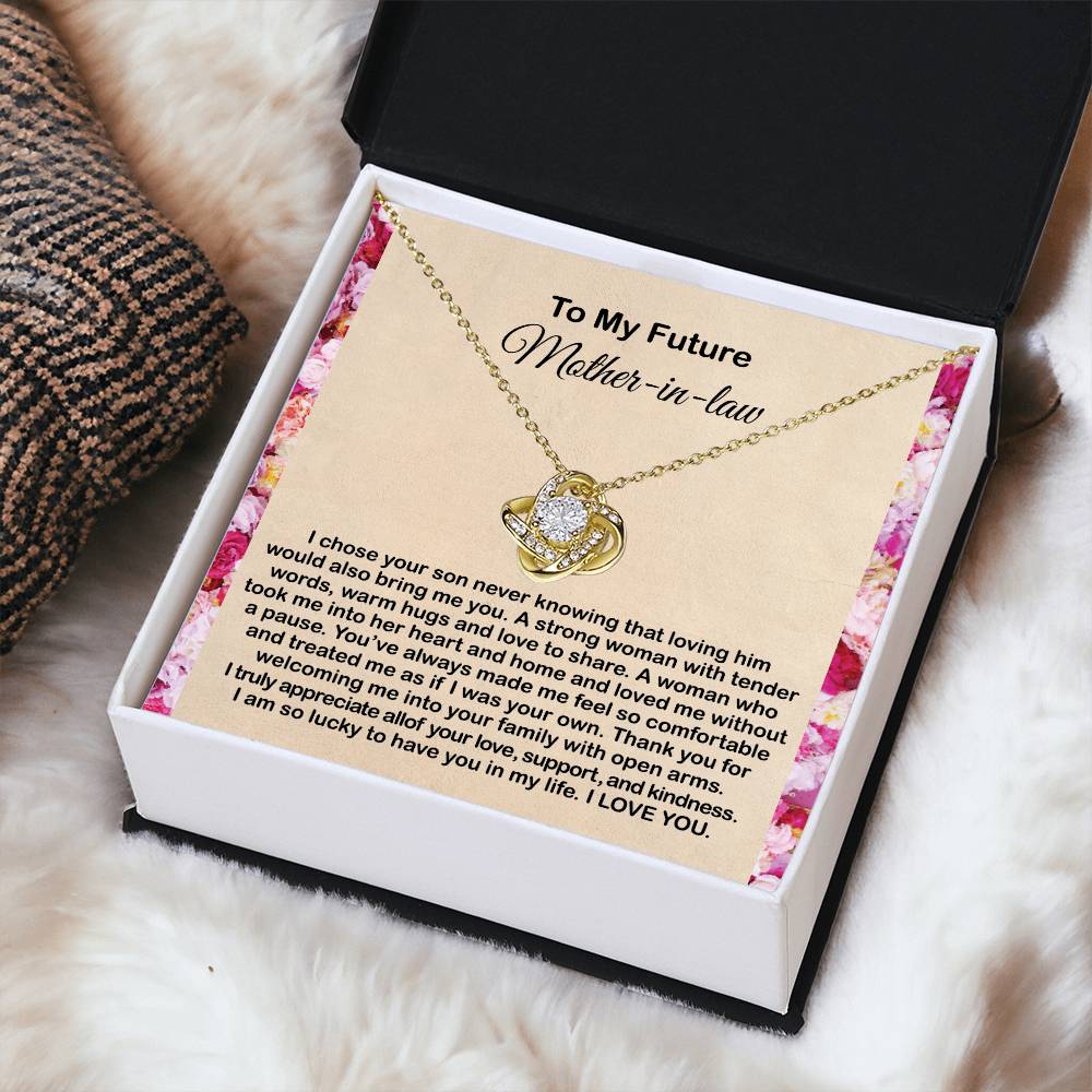 To My Mother In Law Necklace From Daughter Gift To Mother-In-Law For Christmas Birthday Mother's Day Message Card To Mom-In-Law Love Knot Necklace