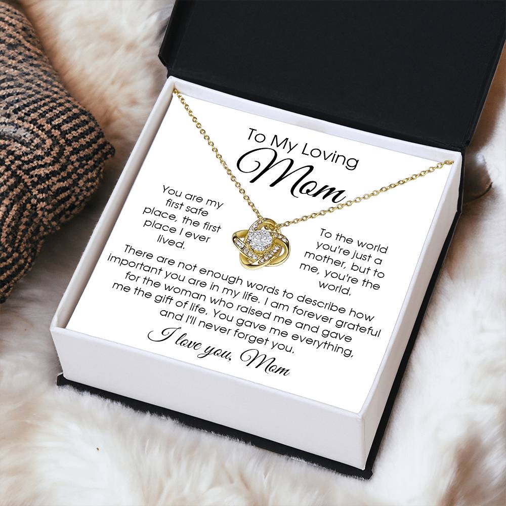 To My Loving Mom Necklace Gift For Mom From Daughter Or Son Sentimental Gift For Mother's Day Birthday Anniversary Love Knot Necklace