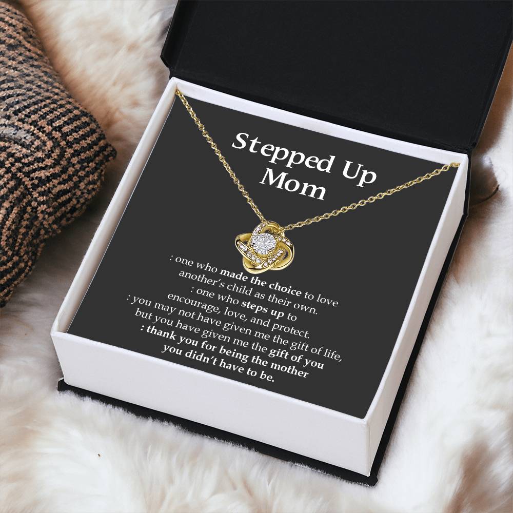 To My Beautiful Mom - Heart Melt Message Love Knot Necklace 1 Love Knot Necklace