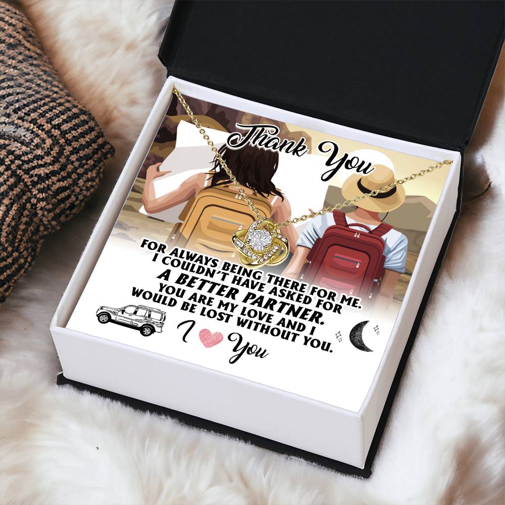 To My Partner Gift Necklace Gift Necklace For Wife Hiking Wife Gift Traveling Wife Love Knot Necklace