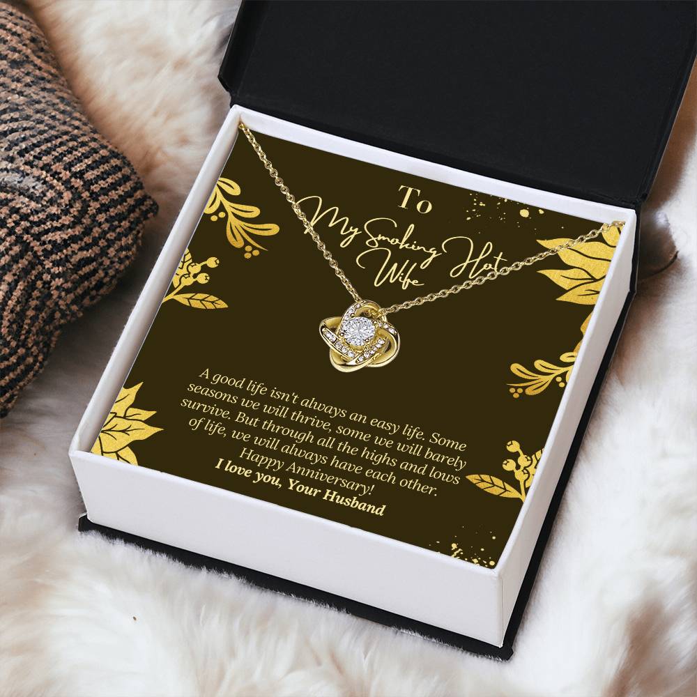 Happy Anniversary To Wife With Message Card From Husband To Wife Happy Anniversary Gift Jewelry For Wife Necklace Gift Fo Love Knot Necklace