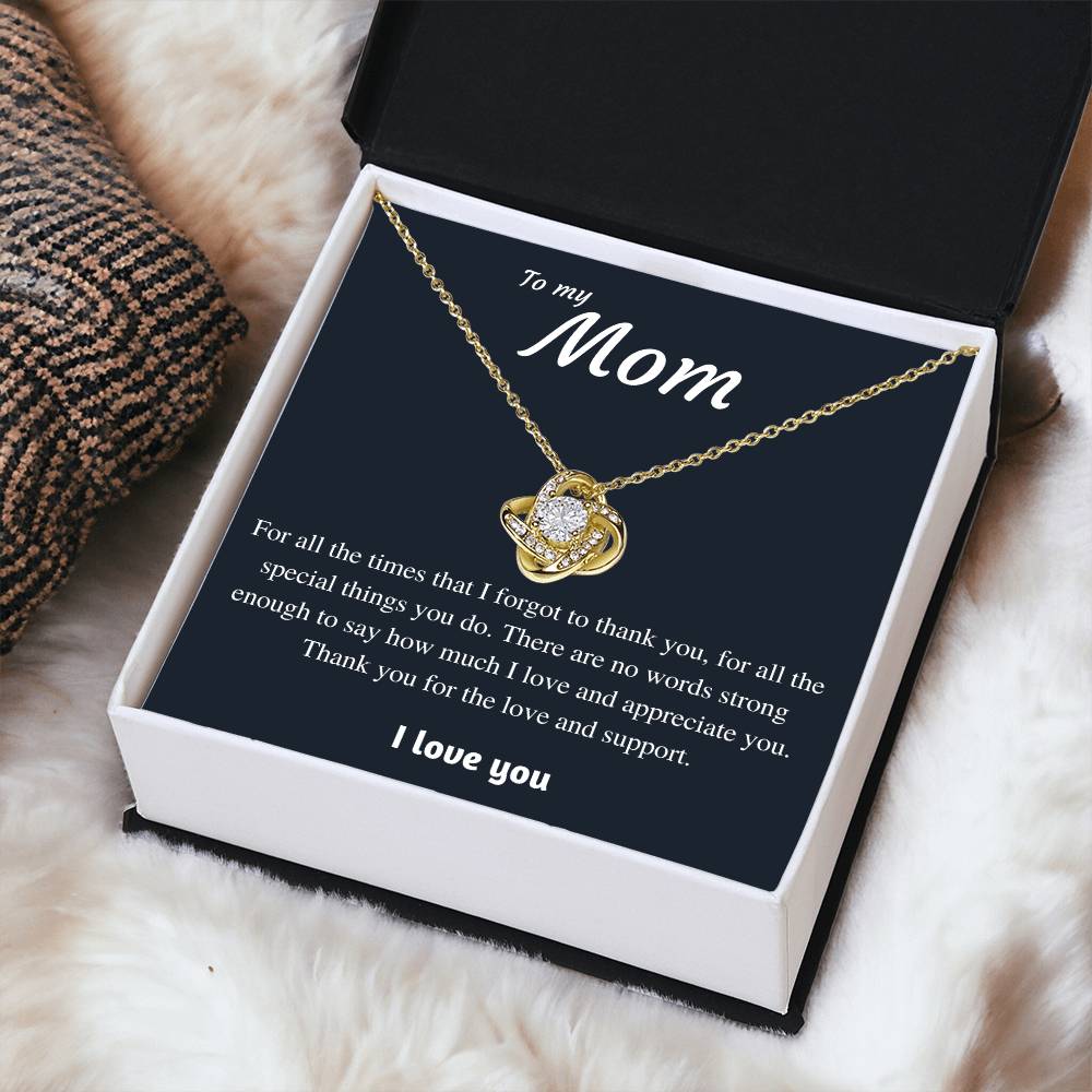 To My Mom - Thank You Love Knot Necklace