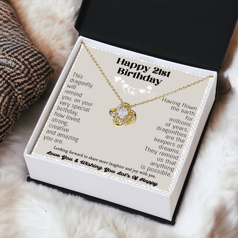 21St Birthday Dragonfly Necklace Gift Happy 21St Birthday Gifts For Her Best Friend Daughter Sister Niece Auntie Necklace Happy 21 Birthday Birthday Necklace Love Knot Necklace