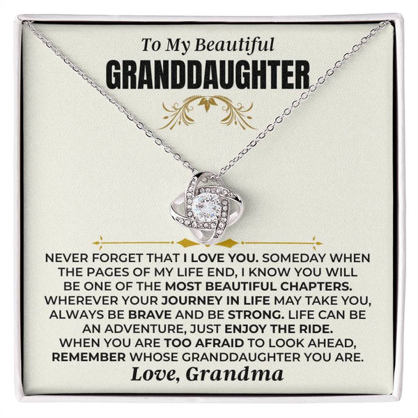 To My Granddaughter - Love Grandma - Love Knot Necklace