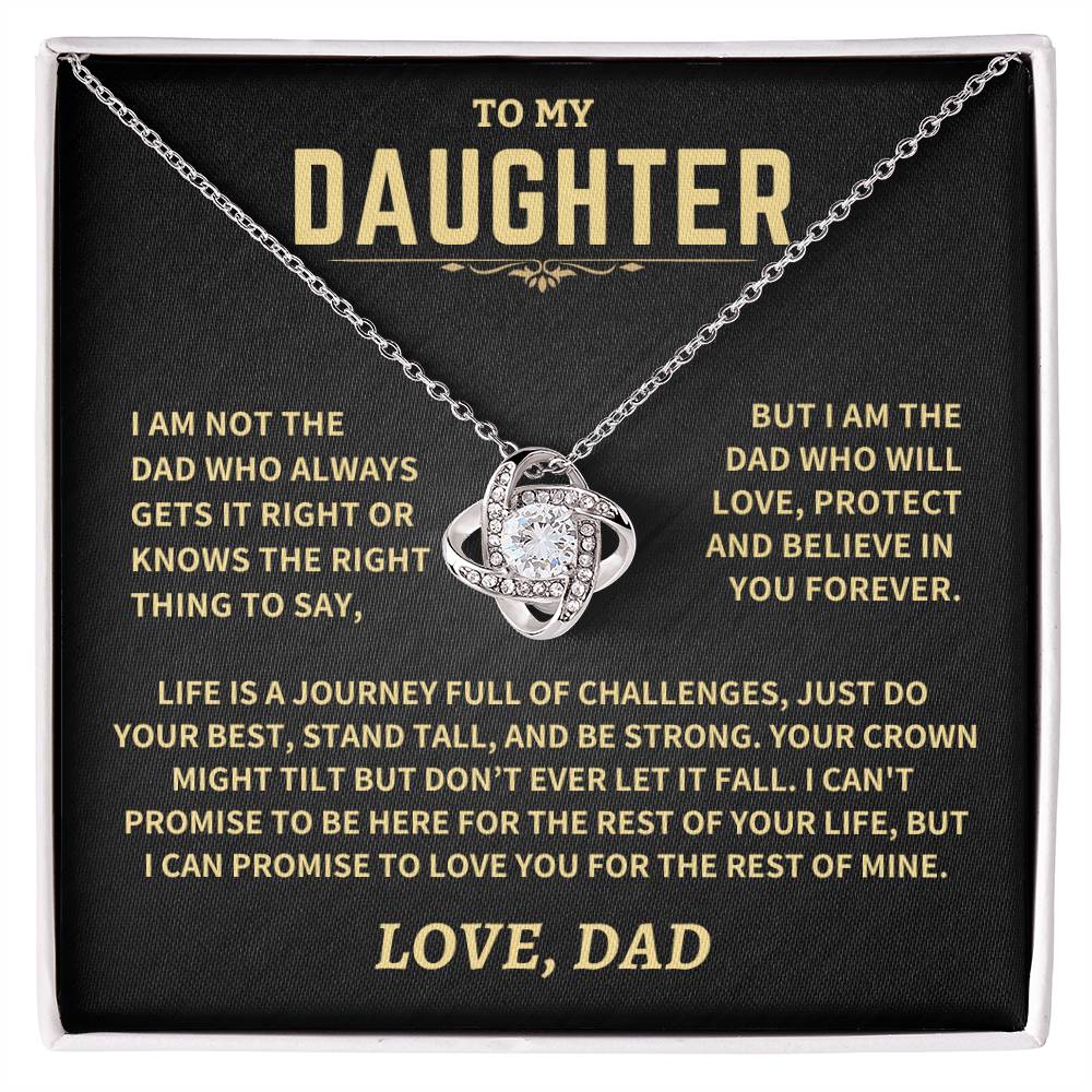 Gift For Daughter From Dad, Crown Might Tilt But Don&#39;t Ever Let It Fall Love Knot Necklace