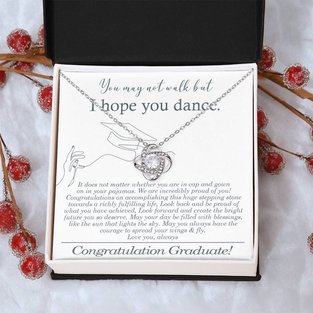 Graduation Gift For Her - I Hope You Dance Graduation Necklace Gift College Graduation Jewelry Gift Love Knot Necklace