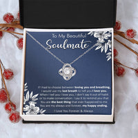 Gift For Your Soulmate - Last Breath Habit Navy Flower Love Knot Necklace Love Knot Necklace