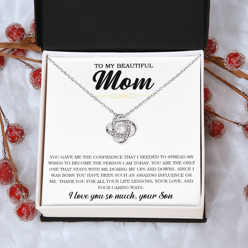 To My Beautiful Mom Necklace Gift For Mom From Son Mother's Day Gift Sentimental Gift Birthday Gift Love Knot Necklace