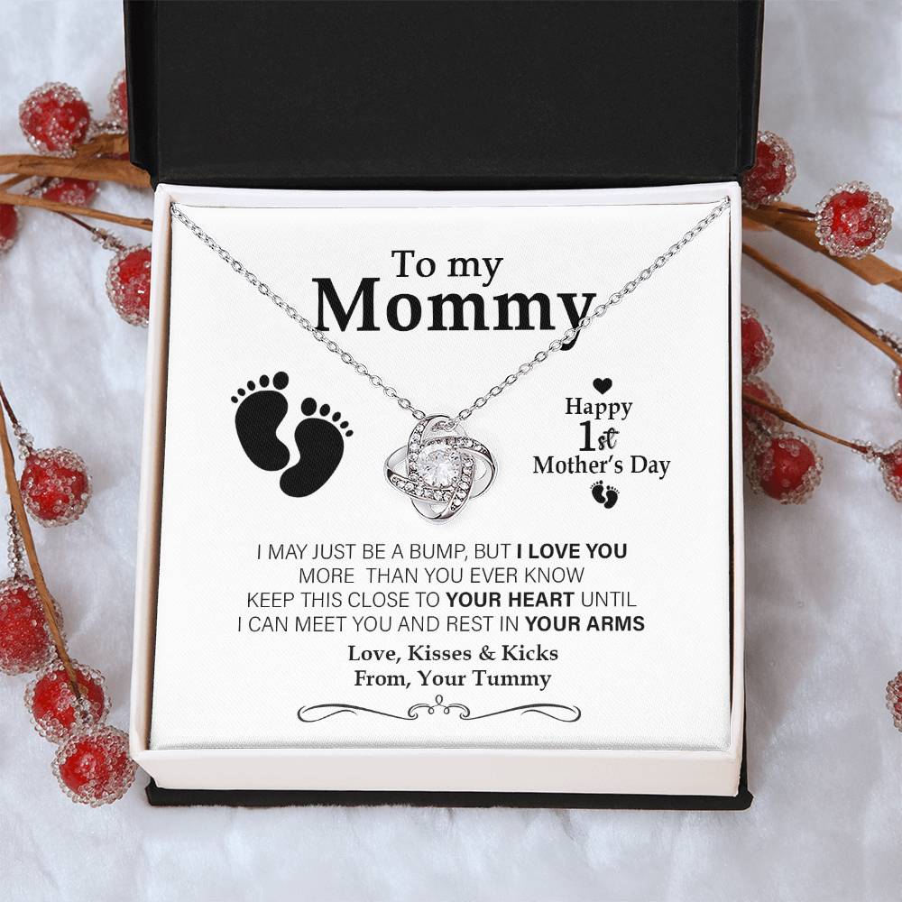 Happy 1St Mother's Day Expecting Mother Gift Present For Pregnant Friend Not For Baby Unique Gifts For Mom To Be Love Knot Necklace