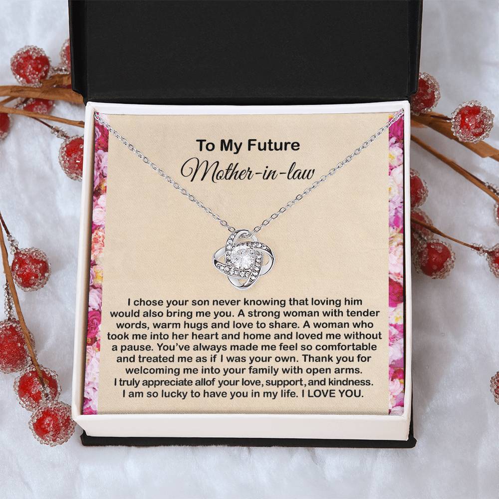 To My Mother In Law Necklace From Daughter Gift To Mother-In-Law For Christmas Birthday Mother's Day Message Card To Mom-In-Law Love Knot Necklace