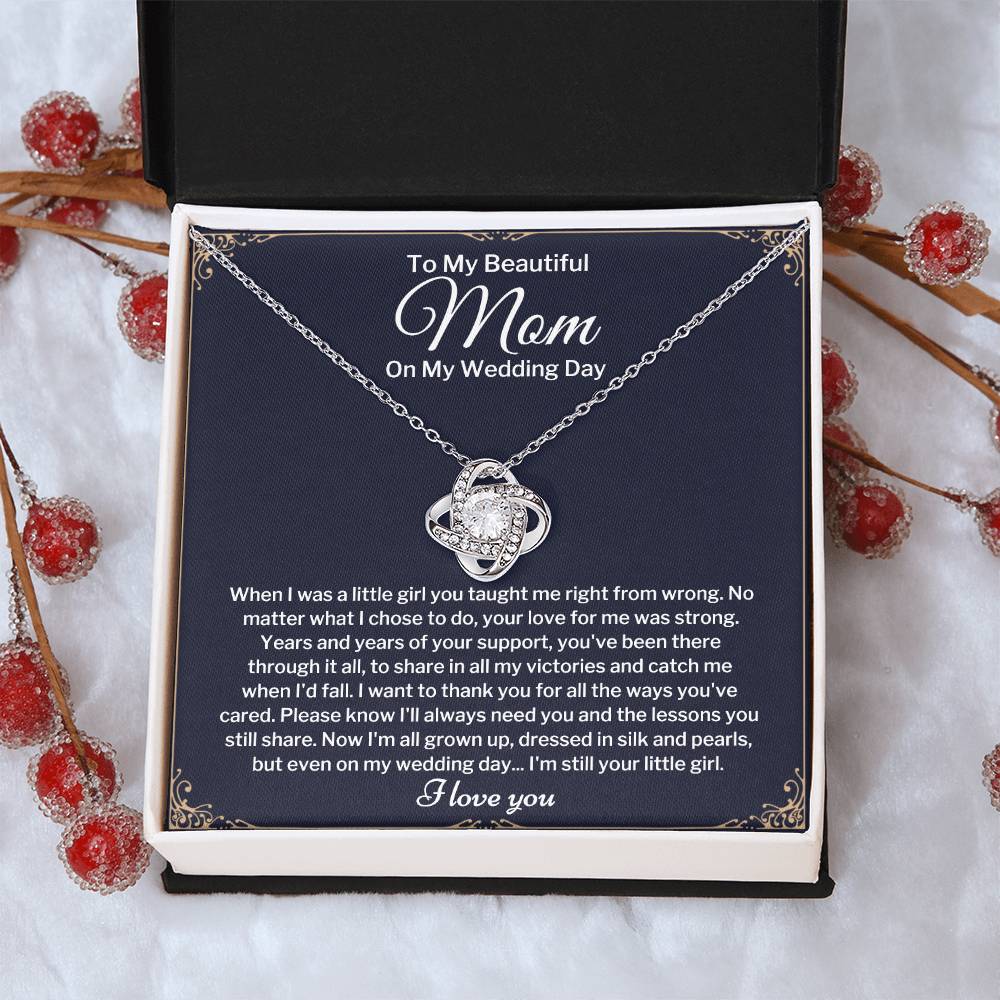 To My Mom On My Wedding Day Love Knot Necklace