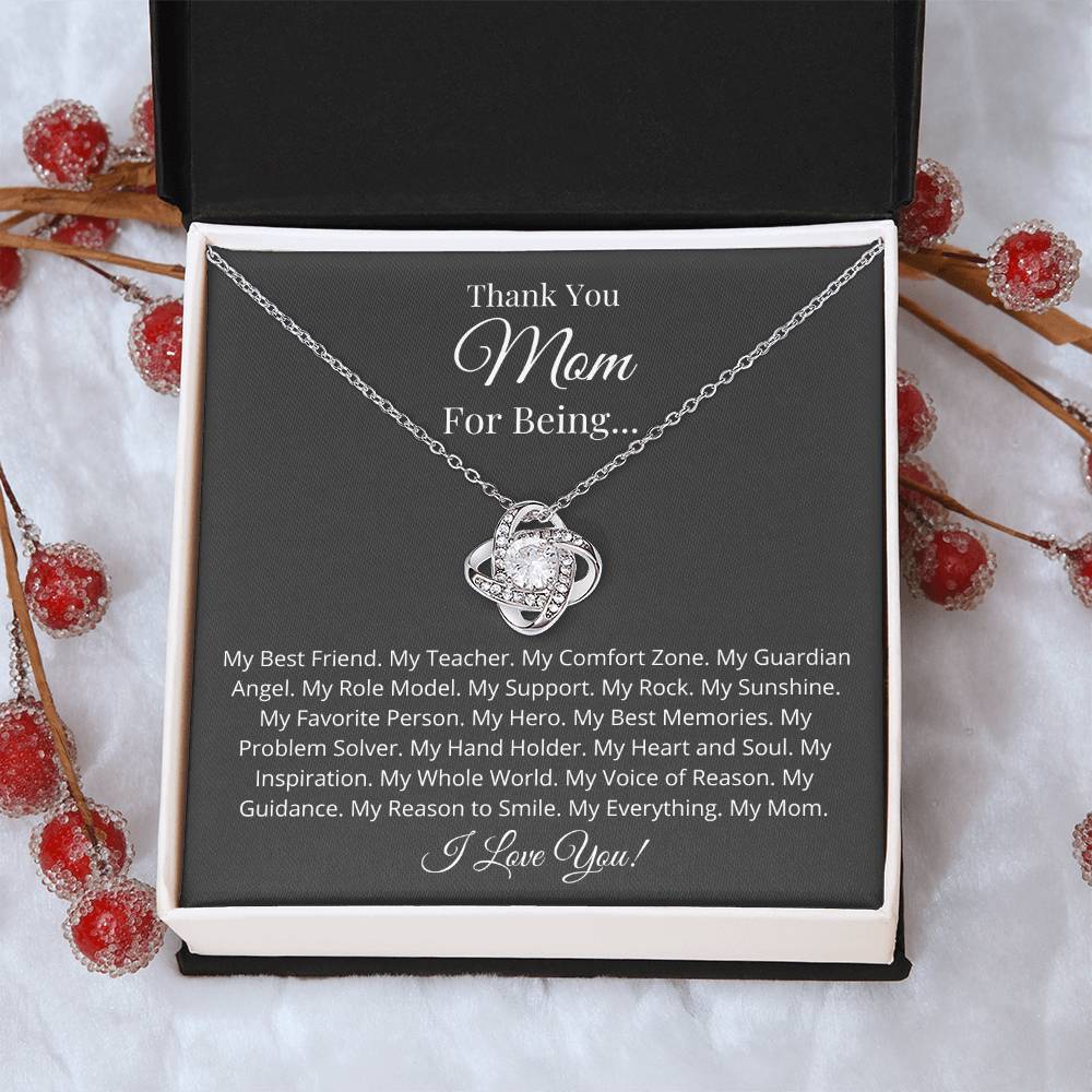 Thank You Mom For Being... Love Knot Necklace