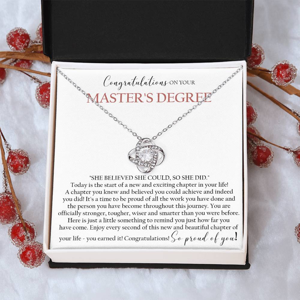 Master's Degree Graduation Gift Necklace Masters Graduation Gift Gift For Her Masters Degree Graduation Love Knot Necklace